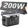 Solar Generator 1800W, 1536Wh Portable Power Station with 200W Solar Panel Included, Solar Powered Generator LiFePO4 (LFP) Battery for RV Camping Outdoor Home Emergency Backup, 2 Hours Fast Charging
