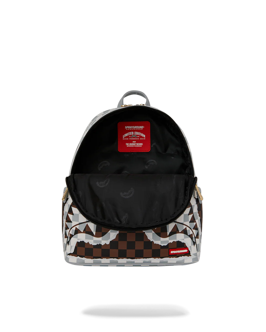 CREAM AND BROWN TEAR CHECK SAVAGE BACKPACK - Image 4