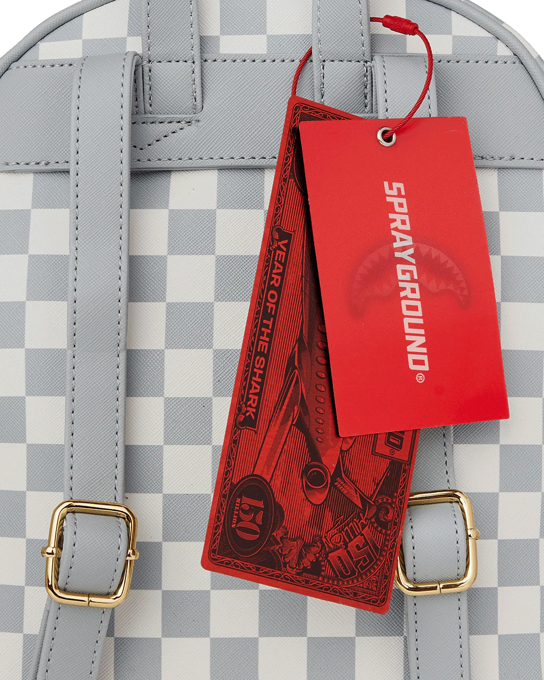 CREAM AND BROWN TEAR CHECK SAVAGE BACKPACK - Image 5